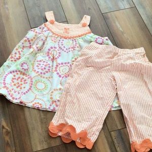 Patsy Aiken Chez Ami seersucker outfit monogrammed “”M”